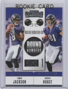 LAMAR JACKSON & HAYDEN HURST ROOKIE CARD Baltimore Ravens Football 2018 DUAL RC! - Picture 1 of 2