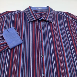 Bugatchi Mens Shaped Fit Long Sleeve Button Up Shirt Striped Size XXL - Picture 1 of 7