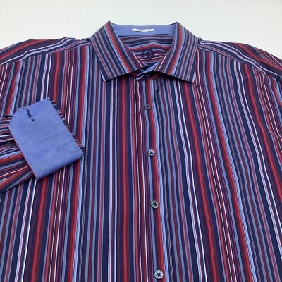 Bugatchi Mens Shaped Fit Long Sleeve Button Up Shirt Striped Size XXL - Image 1 of 4