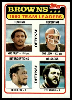 1981 Topps #113 Mike Pruitt / Dave Logan / Ron Bolton / Lyle Alzado [GOATCARDS] - Image 1 of 2