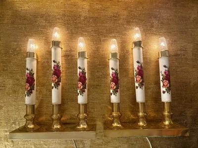 Juego de 2 candelabros eléctricos de latón estilo victoriano de colección French Country Roses RARO Foto 1 de 4