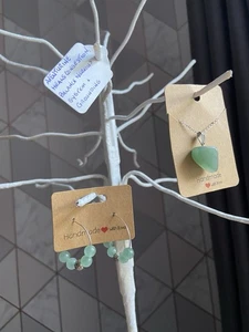 Green Aventurine Pendant Silver Plated Chain And Earrings Handmade Gift Set - Picture 1 of 3