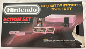 Nintendo NES Action Set Complete in Box (Used) with 4 Games | See Inside