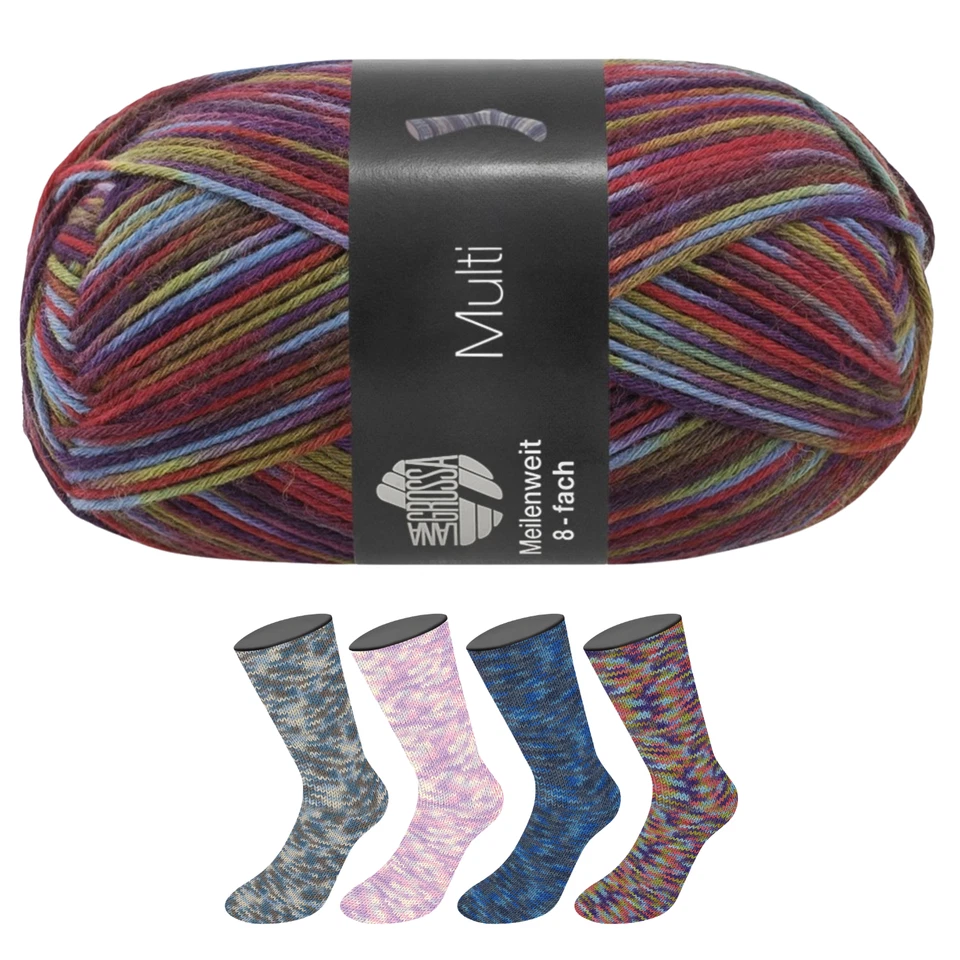 Lana Grossa Meilenweit 8-fach 150 g MULTI 8-fach Sockenwolle 315 m  - Bild 1 von 1