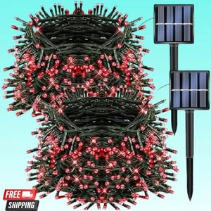Dazzle Bright 2 Pack Total 400LED 132FT Red Christmas Solar String Outdoor new - Picture 1 of 5