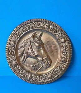 Seltene Vintage Kupfer Pferdekopf Wandrelief UK hergestellt Reiter Dekor Kunst - Bild 1 von 9