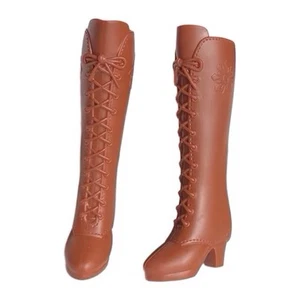 Knee High Heeled Boots with Lace Detail Brown Fits Curvy Tall Brb IT/NF/FR/PP - Picture 1 of 3