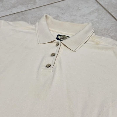 Tommy Bahama Polo Mujer Mediano Marfil Seda Algodón 3 Botones Manga Corta Foto 1 de 4