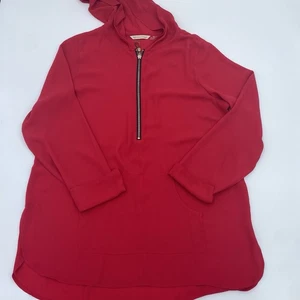 Soft Surroundings Long Sleeve 1/2 Zip Hooded Pullover Blouse Women's Size M - Picture 1 of 7