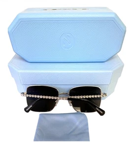 Swarovski Sunglasses SK 7015 400187 Shiny Silver Clear Swarovski Crystals w/case - Picture 1 of 11