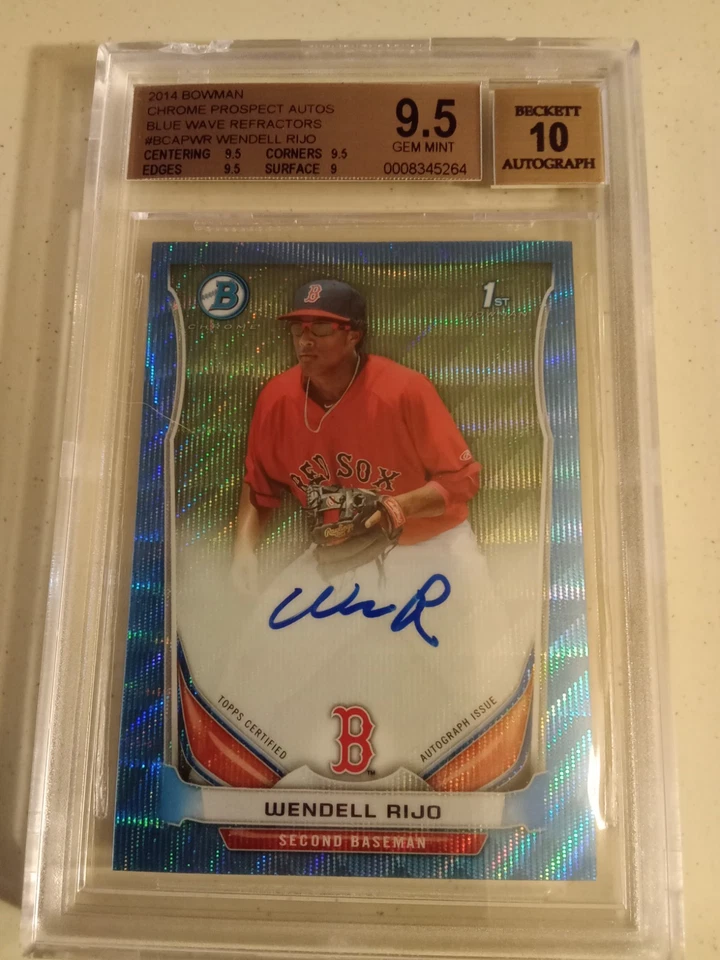2014 Bowman Chrome Wendell Rijo #2/50 BLUE AUTOGRAPH #BCA-PWR Graded BGS 9.5 - Image 1 of 2