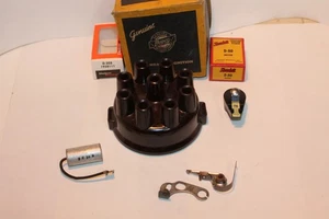 1933-1936 PONTIAC 8 BROWNISH RED BRASS INSERT CAP,ROTOR,NOS POINTS,CONDENSER - Picture 1 of 10