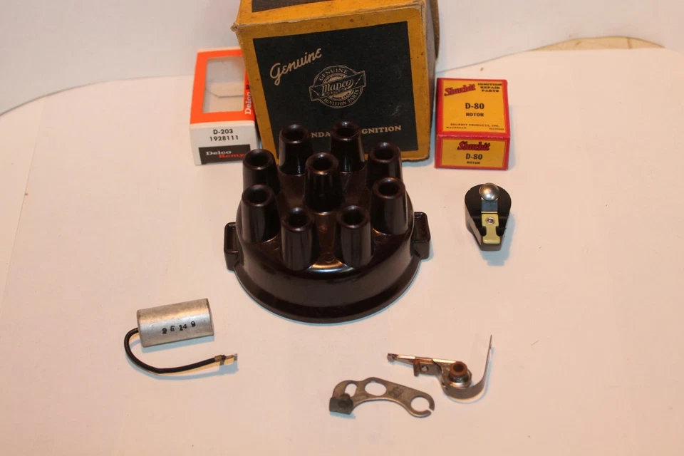 1933-1936 Pontiac 8 tapa de inserción de latón rojo pardusco, rotor, puntos nuevos, condensador Foto 1 de 4
