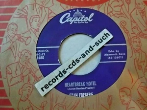 STAN FREBERG-HEARTBREAK HOTEL(ELVIS SPOOF)/ROCK ISLAND LINE-F3480 NM VINYL 45 - Imagen 1 de 2