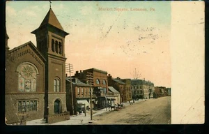 Postal de Market Square Lebanon Pennsylvania PA 1910 DB - Imagen 1 de 2