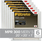 20X20X1 AC Furnace Air Filter MPR 300 Clean Living Basic Dust, 6-Pack 