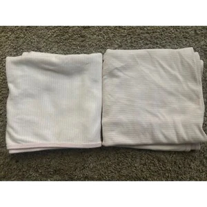 2 Carters Pink And White Striped Baby Girls Receiving Blanket - Picture 1 of 6