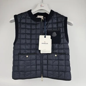 MONCLER $1095 Women's Navy Wool Down Vest New - Picture 1 of 7