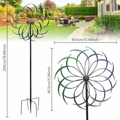 2M Metal Windmill Garden Art Decor Wind Spinner Kinetic Yard Colorful Sculpture - image 1 of 4
