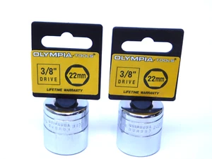 2 PACK - OLYMPIA TOOL 3/8" Drive 22mm 6-Point Metric Socket BULK SET HR - Picture 1 of 4