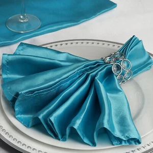 10 TURQUOISE Silky SATIN 20x20" Wedding NAPKINS Party Table Linens Catering - Picture 1 of 6