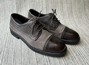 Giorgio Armani Mens 9.5 Brown Leather Suede Oxford Dress Shoes Lace Up X2C361 - Picture 1 of 21