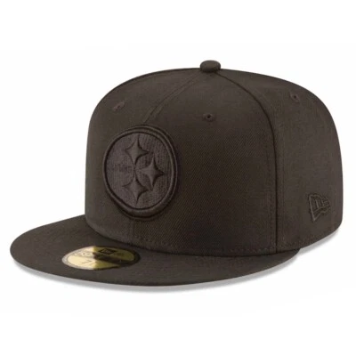 Pittsburgh Steelers New Era 59Fifty Tonal Negro Logo 6 7/8 Gorra Ajustada Sombrero $40 Foto 1 de 4