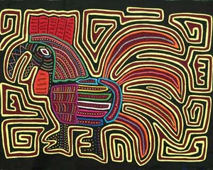 Regal Rooster Mola, Wall Decor, Panama Mola, Latin American Art, Handmade Quilt - Bild 1 von 10