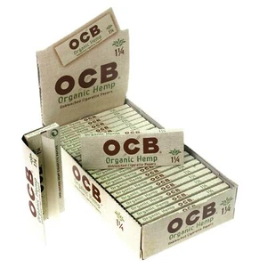 OCB 24 BOOKLETS/ 1 BOX - OCB® ORGANIC HEMP ROLLING PAPERS - 1 1/4" - 1.25 SIZE - Picture 1 of 15