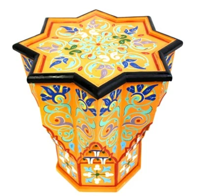 Handpainted Table Inlay Orange Coffee Table Bone Inlay Table Mother of Pearl - Image 1 of 4