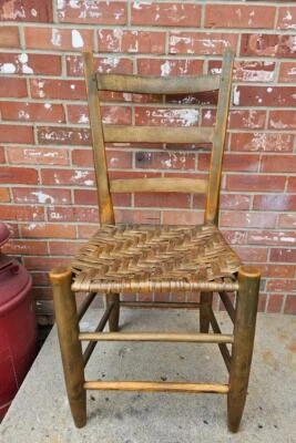 Antique Shaker Chair Hickory Ladder Back Woven Seat #1 - Image 1 of 4