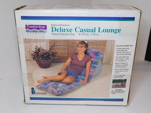 Vtg Deluxe Casual Lounge Comfort Rest 75" x 30" Nylon Flock Intex - Picture 1 of 6