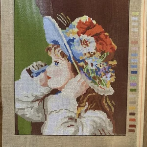 needlepoint Tapestry Gobelin Flower Hat Temeljkovic Canvas Only 30x40cm - Picture 1 of 6