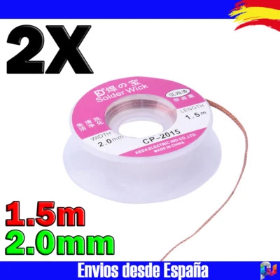 2X Cinta para Desoldar Malla de 2mm X 1.5m para Desoldar y Retirar Estaño - Imagen 1 de 2