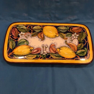 RICCERI Tablett rechteckig Keramik Handbemalt Dekor wählbar - Bild 1 von 4