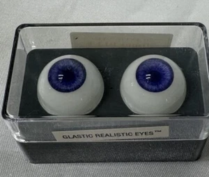 Glastic Realistic Doll Eyes 20mm Bright Blue Lifelike New In Box VTG Old Stock - Picture 1 of 4