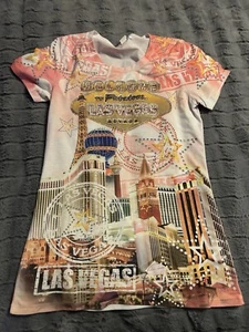 Banana Expression NY Las Vegas XL Graphic Shirt Rhinestones Studded AOP - Picture 1 of 4