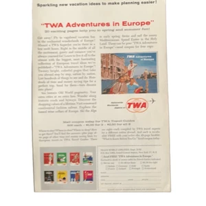 Vintage 1962 TWA Adventures in Europe Ad Advertisement - Picture 1 of 4