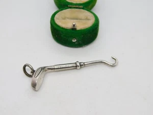 Edwardian Sterling Silver Golf Club Button Hook Fob Antique 1908 Birmingham - Picture 1 of 5