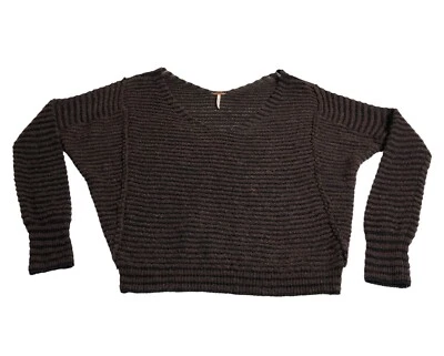 Free People Sweater Womens XS Brown Linen Wool Blend V-Neck Dolman Sleeve Boho - Image 1 of 4