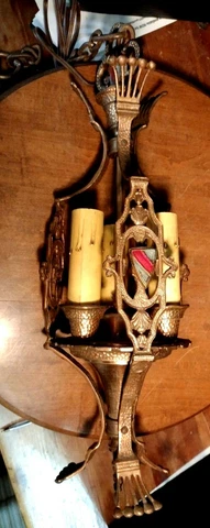 NICE Art Deco Spanish Revival Bronze Pendant Foyer Hall Chandelier Light Fixture Cover