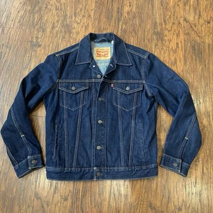 Levi Red Tab ( Little e ) Blue Rigid Raw Denim Jean Trucker Jacket S Small - Picture 1 of 16