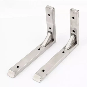 2 Pack 150mm x 100mm Stainless Steel L-Shaped Corner Brackets Corner Support - Picture 1 of 2