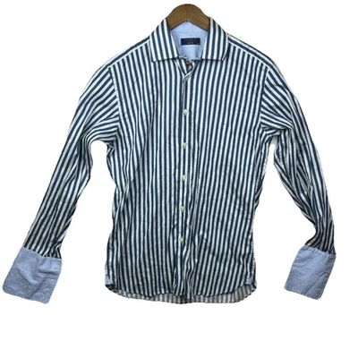 Camisa de vestir Ted Baker London Archive azul floral a rayas puños franceses talla 15,5 Foto 1 de 4