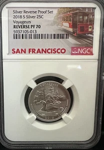 2018-S Silver Voyageurs Quarter, NGC PF 70 Reverse Proof, Reverse Proof Set - Picture 1 of 2