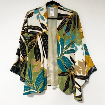 Chaqueta Kimono Chicos XL Tropical Estampado Floral Frente Abierto Ligera Boho Foto 1 de 4