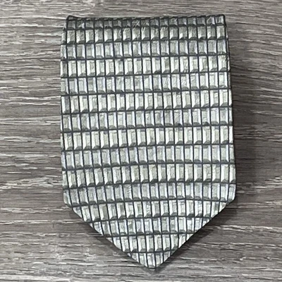 Barrington Men's Silk Necktie Olive Green Geometric Pattern 100% Silk Made USA - Image 1 of 4