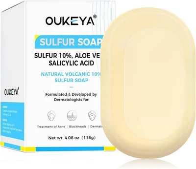 10% Sapone Allo Zolfo, Sapone Viso Pelle Grassa, Acido Salicilico, Olio Di Tea T - Immagine 1 di 4