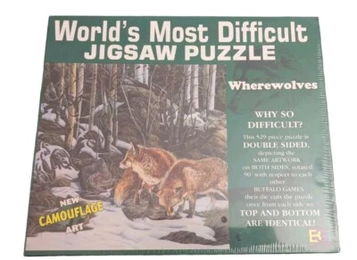 The World's Most Difficult Jigsaw Puzzle Wherewolves Double-sided 1996 Buffalo  - Image 1 of 4