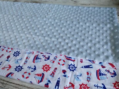 Manta bebé niño, hecha de algodón y tela de felpa suave, temática náutica Foto 1 de 2